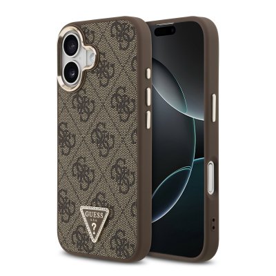 GUESS  Coque arri&egrave;re en cuir avec logo Triangle classique et MagSafe Apple iPhone 17 - Marron