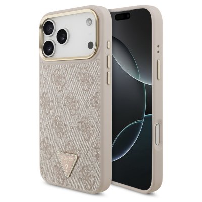 CG MOBILE Guess Coque arri&egrave;re en cuir avec logo Triangle classique et MagSafe Apple iPhone 17 Pro Max - Rose