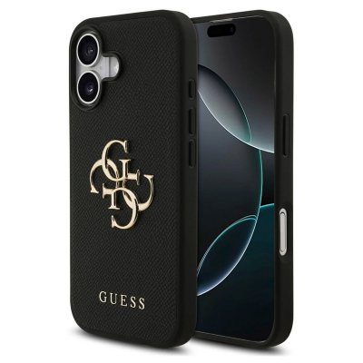 GUESS  Coque Big 4G Logo Grained pour Apple iPhone 17 - Noir - Neuf