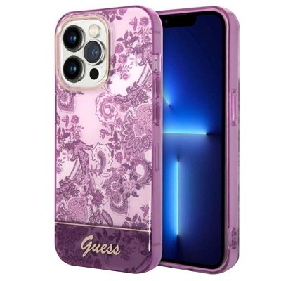GUESS  Coque de t&eacute;l&eacute;phone pour iPhone 14 Pro Max en Fuchsia I