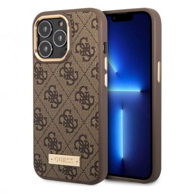 CG MOBILE Guess Coque en PU compatible Magsafe pour iPhone 14 Pro Max - marron
