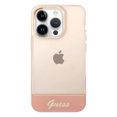 GUESS  Coque en TPU pour iPhone 14 Pro Max - rose transparente