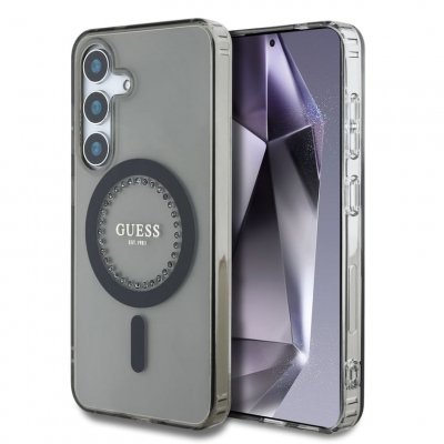 GUESS  Coque MagSafe IML avec strass Samsung Galaxy S25 - Noir