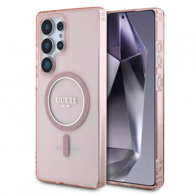 GUESS  Coque MagSafe IML Glitter Gradient Samsung Galaxy S25 Ultra - Rose