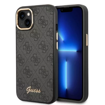 GUESS  &eacute;tui pour iPhone 14 Plus 6.7 Noir 4G Logo Or Vintage - Neuf