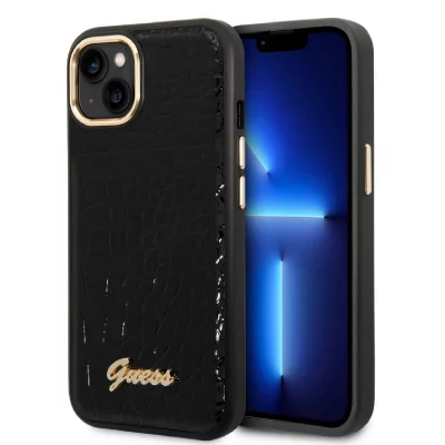GUESS  &Eacute;tui pour iPhone 14 Plus 6.7 noir Collection Croco - Neuf