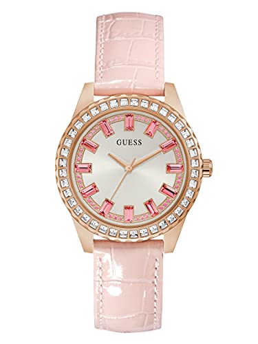 GUESS  Femmes Analogique Quartz Montre avec Bracelet en Cuir GW0032L2