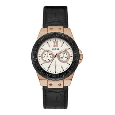 GUESS  Femmes Chronographe Quartz Montre avec Bracelet en Cuir W0775L9