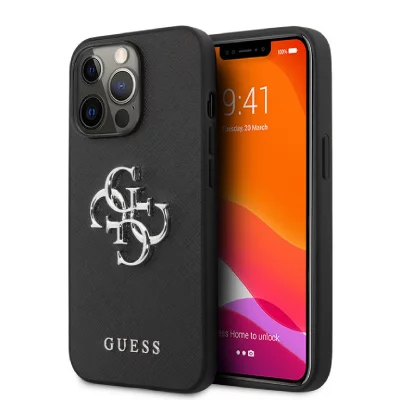 GUESS  GUHCP13LSA4GSBK Coque de Protection pour iPhone 13 Pro/13 6,1"" avec Logo e