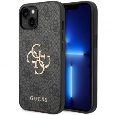GUESS  PU 4G Metal Logo Coque iPhone 14 - Gris - GUHCP14S4GMGGR