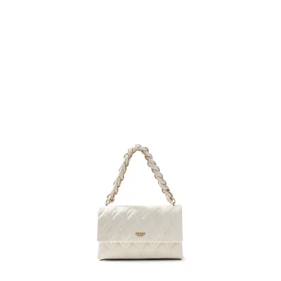 GUESS  Sac &agrave; &eacute;paule bandouli&egrave;re cr&egrave;me pour femme - Maxine Flap Crossbody Cream White 348057