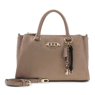 GUESS  Sac &agrave; main taupe pour femme - Anise Triple Compartment Satchel Dark Taupe Logo 336840