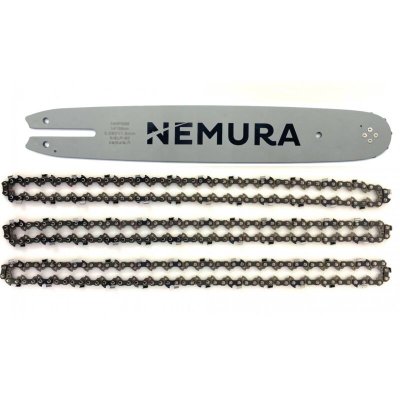 NEMURA Guide de tron&ccedil;onneuse 40cm + 3 cha&icirc;nes - 55 maillons - Pas 3/8LP - Jauge 1,3mm Liderfarm