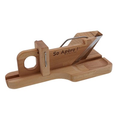 JEAN DUBOST Guillotine a saucisson en hetre huil&eacute; 29x16x9cm