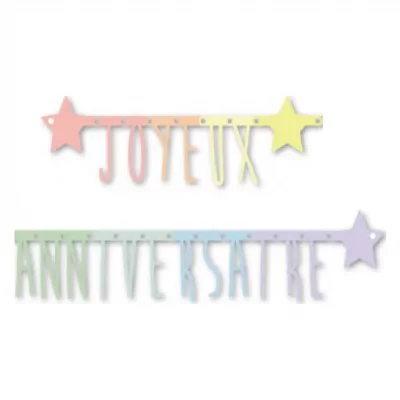 TIM&PUCE Guirlande articul&eacute;e Joyeux anniversaire pastel 160 cm Taille Unique