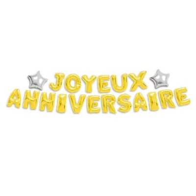 GéNéRIQUE Guirlande ballons lettres Joyeux Anniversaire dor&eacute;e 6m