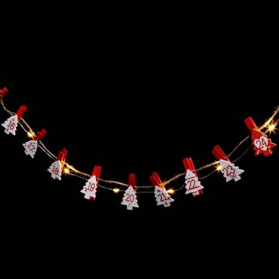 GENERIQUE Guirlande lumineuse Calendrier de l'avent 24 LED Blanc chaud L 220 cm