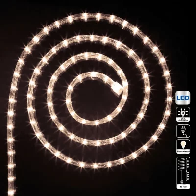 AUCUNE Guirlande lumineuse ext&eacute;rieur tube led 8 fonctions 18 m blanc chaud