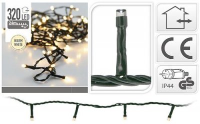 Guirlandes de No&euml;l 320 LEDs 24 m&egrave;tres blanc chaud - Lampes &agrave; Led