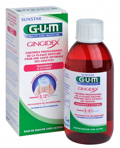 GUM  Bain de Bouche Gingidex Traitement d'Attaque Anti-Plaque 300ml