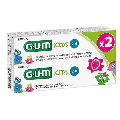 GUM  Dentifrice Kids 2 &agrave; 6 ans Lot de 2 x 50ml