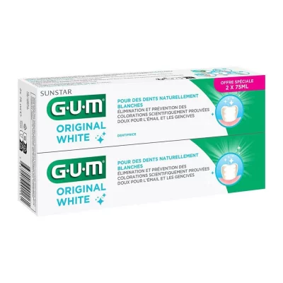 GUM  Dentifrice Original White Blancheur Lot de 2 x 75ml