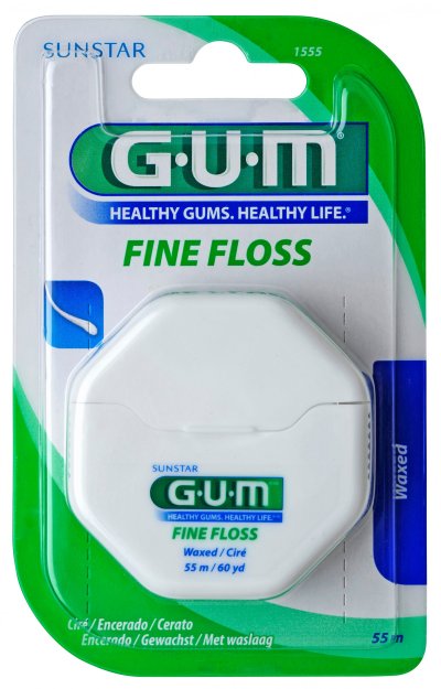 GUM  FINE FLOSS 1555 - Fil Dentaire Cylindrique Cir&eacute;, 55 m&egrave;tres