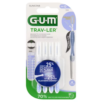 GUM  n&deg;1312 Brossettes trav-ler micro fine cylindrique 0.6mm x 4