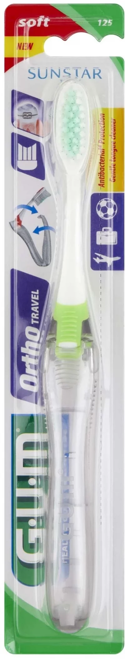 GUM  ORTHO TRAVEL 125 - Brosse &agrave; Dents Orthodontique de Voyage Souple