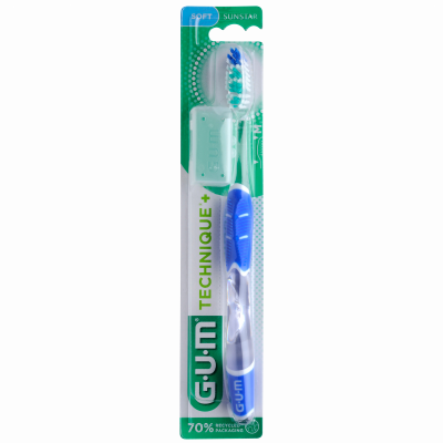 GUM &reg; Technique+ brosse &agrave; dents souple compacte adultes