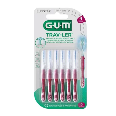 GUM  Travler Brossette Interdentaire Cylindrique Fine 1 4 Mm R&eacute;f 1612