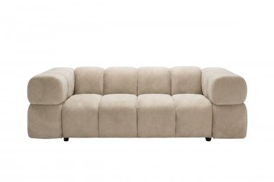 CASANOVA PARIS Gustave - Canap&eacute; Droit Velours Lisse 3 Places Beige