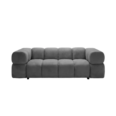 CASANOVA PARIS Gustave - Canap&eacute; Droit Velours Lisse 3 Places Gris