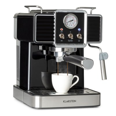 KLARSTEIN Gusto classico - Machine &agrave; expresso - 20 bars - 1,5l - pour caf&eacute; moulu et dosettes - noir