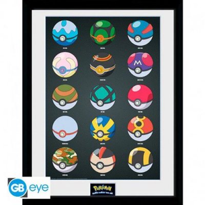 ABYSSE GYE Pokemon poster encadr&eacute; Pokeballs 45 x 34 cm- - Posters et wallscr