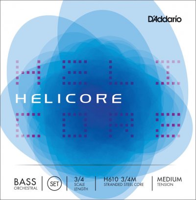 DADDARIO H610 3/4M - Jeu de cordes contrebasse orchestre Helicore manche 3/4 Medium