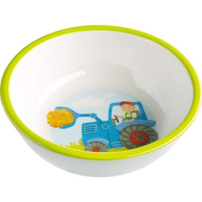 HABA  Bol Tracteur-Assiette Solide et de qualit&eacute;-Antid&eacute;rapant-18 cm, 302819, Blanc