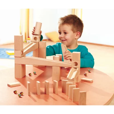 HABA  set de d&eacute;part de piste de billes en bois 45 pi&egrave;ces