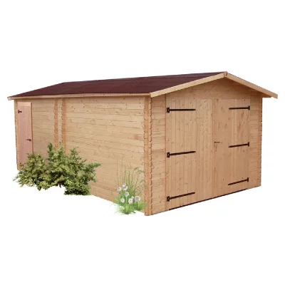 HABRITA  Garage de jardin en bois douglas 28 mm - Denis 19 m&sup2;