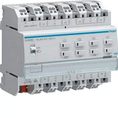 HAGER  - module 8 sorties - volets roulants - 230 volts knx bus TXA628C
