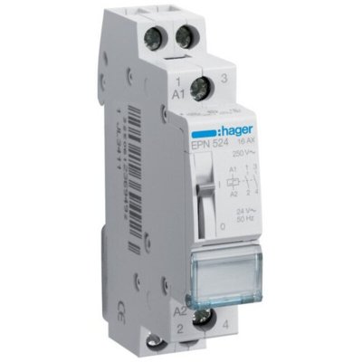 HAGER  - t&eacute;l&eacute;rupteur 16a - 2 contacts no - 12-24 volts
