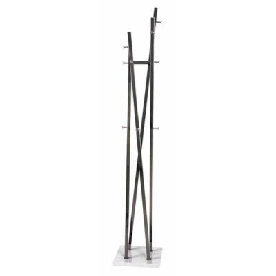 Haku M&ouml;bel 89887 Portemanteau Tube d'acier Noir/Nickel&eacute;/Blanc 35 x 35 x 193 cm