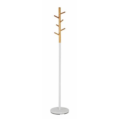 HAKU  M&ouml;bel Porte manteaux, Bois, Blanc/Nature, 30 x 30 x 175 cm