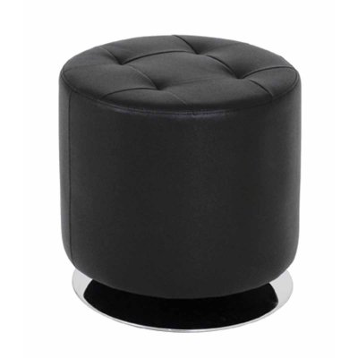 GENERIQUE Haku M&ouml;bel Pouf, Cuir, Chrom&eacute;/Noir, 40 x 40 x 40 cm