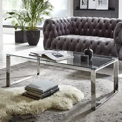 Haku M&ouml;bel Table Basse, Acier Inoxydable, L 120 X P 60 X H 40 cm