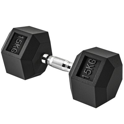 HOMCOM Halt&egrave;re courte poids 15 Kg - entra&icirc;nement musculaire & halt&eacute;rophilie - acier caoutchouc noir