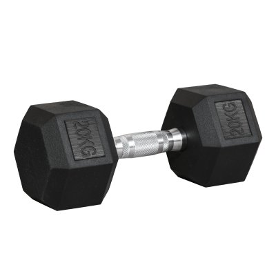 HOMCOM Halt&egrave;re courte poids 20 Kg - entra&icirc;nement musculaire & halt&eacute;rophilie - acier caoutchouc noir 