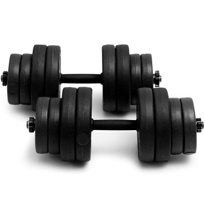 COSTWAY Halt&egrave;res de Musculation R&eacute;glables 30KG 2 en 1 -  - Poign&eacute;e Confortable