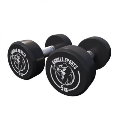 GORILLA SPORTS Halteres ronds caoutchouc de 2 5 a 40 kg poids 10 kg 2 x 5 kg