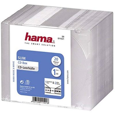 HAMA  00011521 Bo&icirc;tier CD ""Slim"" - Lot de 20 - Transparent